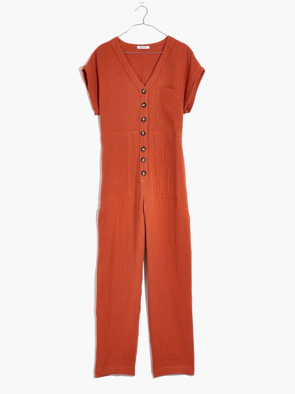 Madewell Lightspun Cap-Sleeve Jumpsuit XS Afterglow Red